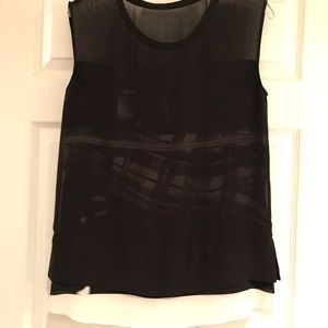 All saints black & white silk blouse sz 6